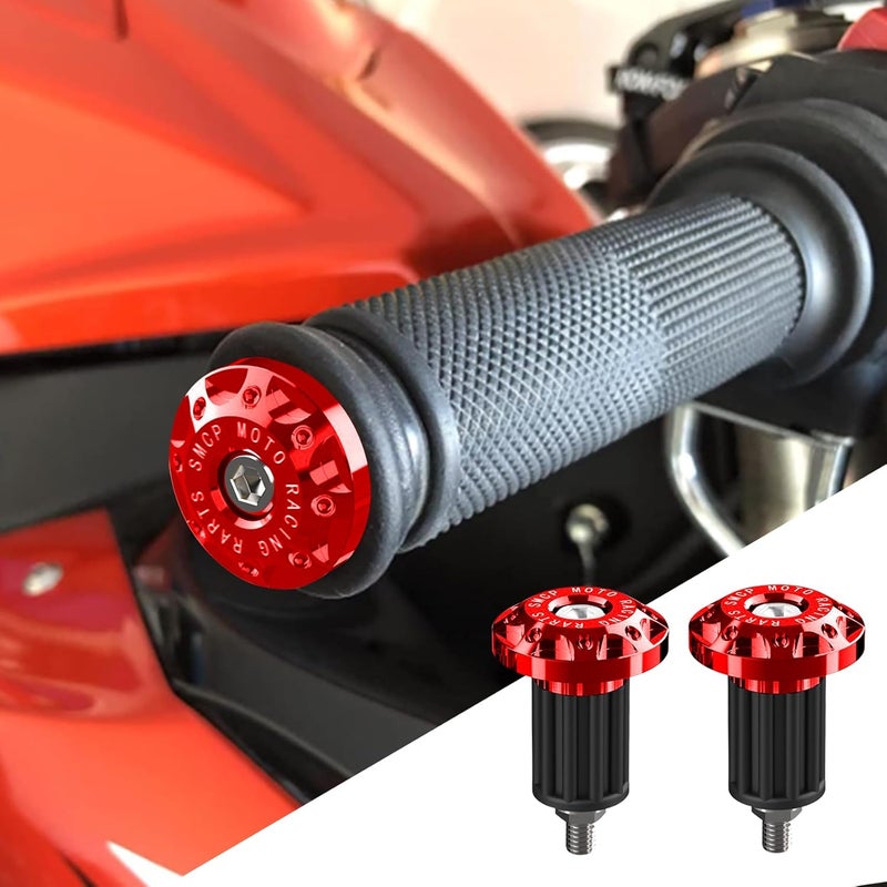 Lecctso 2PCS Universal Motorcycle Bar End Plug, Aluminum Alloy Handlebar Grip End Caps, 7/8" 22mm Moto Grips Ends Replacement for Kawasaki, Suzuki, Yamaha, Ducati (Red) - Image 1